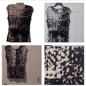 - BLACK and white print top